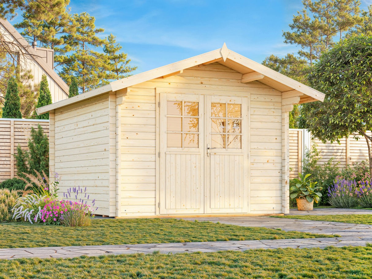 Sally S (3x3,6m | 10,2m² | 44mm) Kompakti perinteinen pihamökki