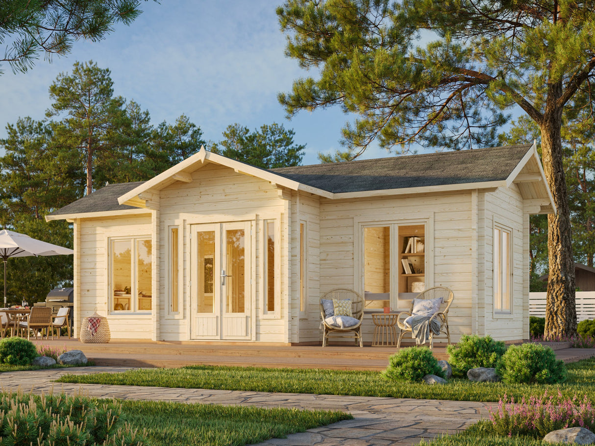 Anna L (8x5m | 26,8m² | 70mm) tilava kolmen huoneen pihimökki