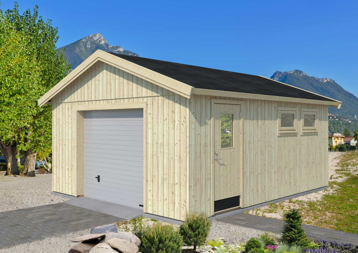 Andre S (4,5x5,5m | 21,5m²) Itserakennettava autotalli nosto-ovella
