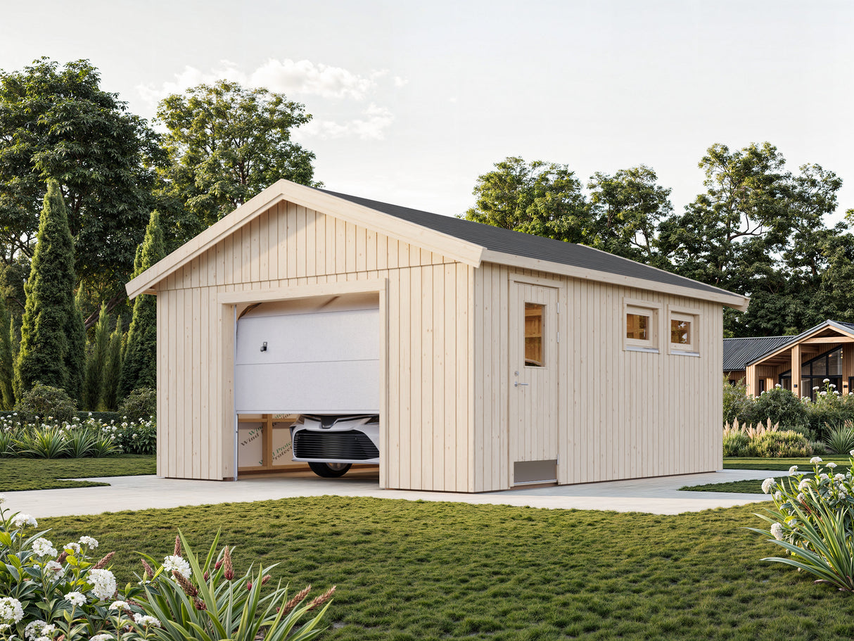 Andre S (4,5x5,5m | 21,5m²) Itserakennettava autotalli nosto-ovella