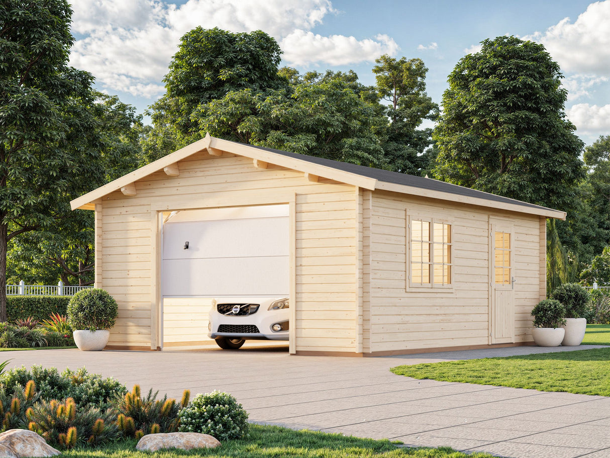 Roger S (4,7x5,7m | 23,9m² | 44mm) Autotalli nosto-ovella