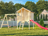 Toby-set  (4,2x2,8m | 2,1m² | 16mm) Leikkimökki ja keinu