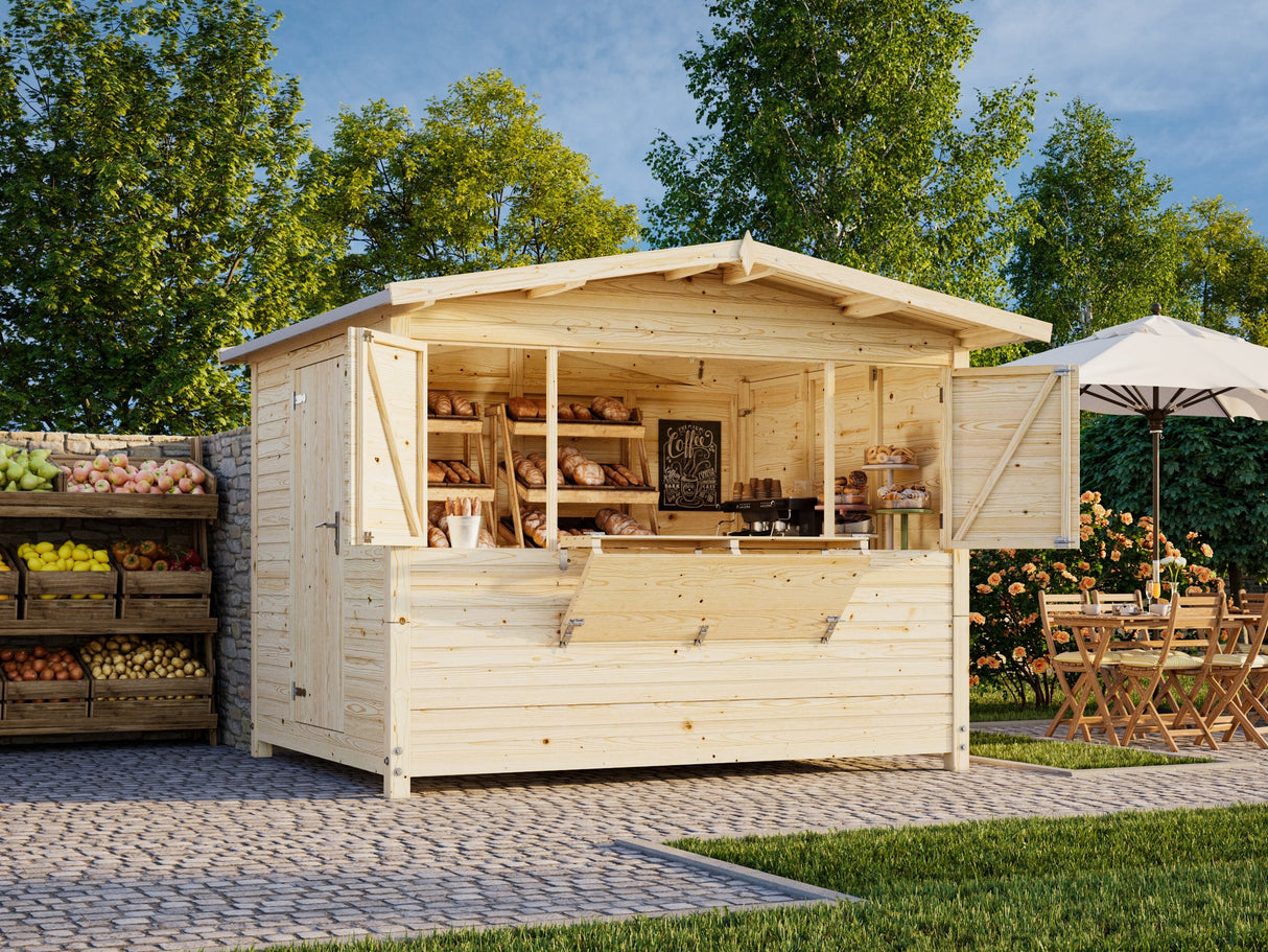 Marian (3x2,3m | 6,2m² | 16mm) Elementeistä kioski / pop-up-kioski