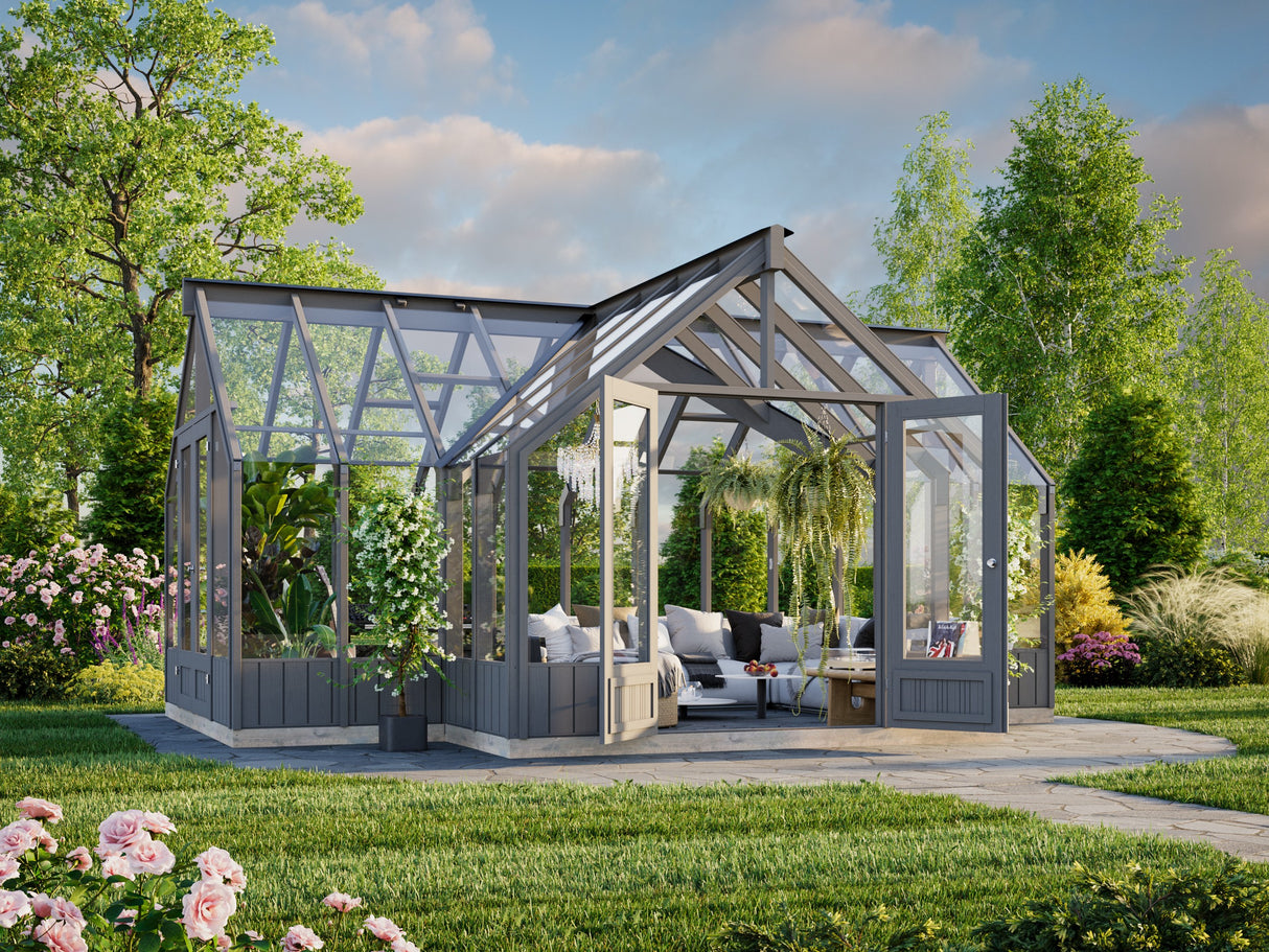 Emilia 19,1 m2 (4,2x5,4m|18mm) Kasvihuone - tehtaalla maalattu