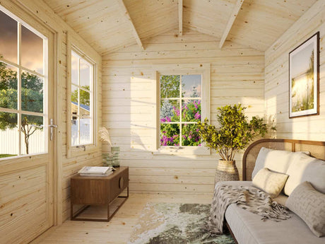Claudia S (3,2x2,4m | 7,4m² | 28mm) Clockhouse-tyylinen piharakennus