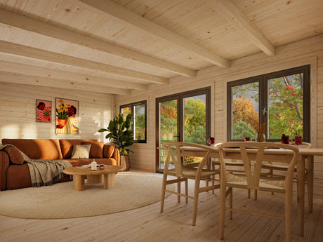 Lisandra L (5,5x4 m | 19,4 m² | 44 mm) Vierasmaja alumiiniovilla ja -ikkunoilla