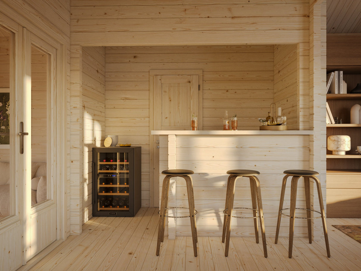 Anna L (8x5m | 26,8m² | 70mm) tilava kolmen huoneen pihimökki