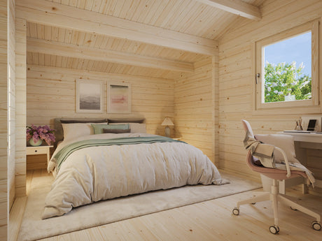 Emily (6,6x7,8m | 39,2m² | 70mm) Kevythirsistä aitta-vierasmaja