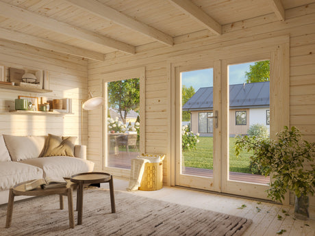 Heidi S (4,1x3m | 11,7m² | 44mm) Moderni kevyt pihamökki