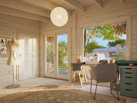 Heidi L (8,4x3,2m | 22,5m² | 70mm) Moderni 3-huoneinen kesämökki