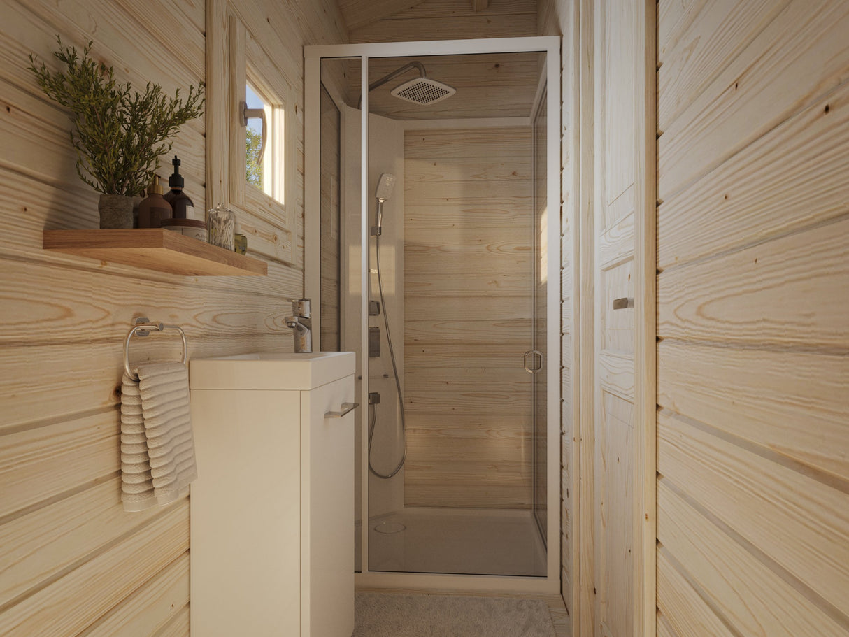 Sandra L (7,9x3,7m | 25,6+11,1m² | 44mm) Tilava kesämökki