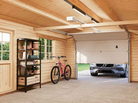 Roger XS (3,8x5,7m | 19m² | 44mm) Kompakti kevythirsi autotalli nosto-ovella