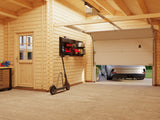 Roger M (5,3x5,7m | 21,9+5,2m² | 44mm) Autotalli nosto-ovella ja katoksella