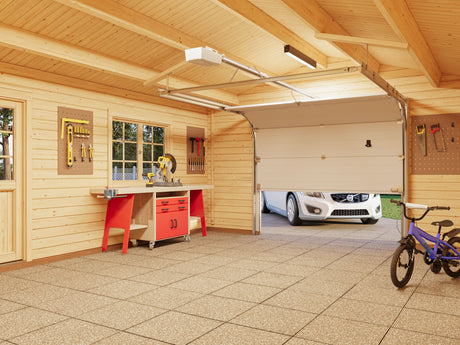 Roger S (4,7x5,7m | 23,9m² | 44mm) Autotalli nosto-ovella