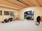 Roger L (5,6x5,6m | 27,7m² | 70mm) Tilava autotalli puuovella