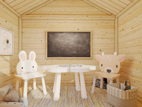 Toby-set  (4,2x2,8m | 2,1m² | 16mm) Leikkimökki ja keinu