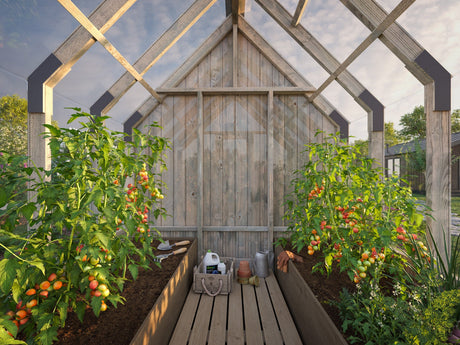 Emilia S+ (2,4x4,3 m | 5,4 + 4 m² | 18 mm) Kompakti kasvihuone ja varasto – painekyllästetty