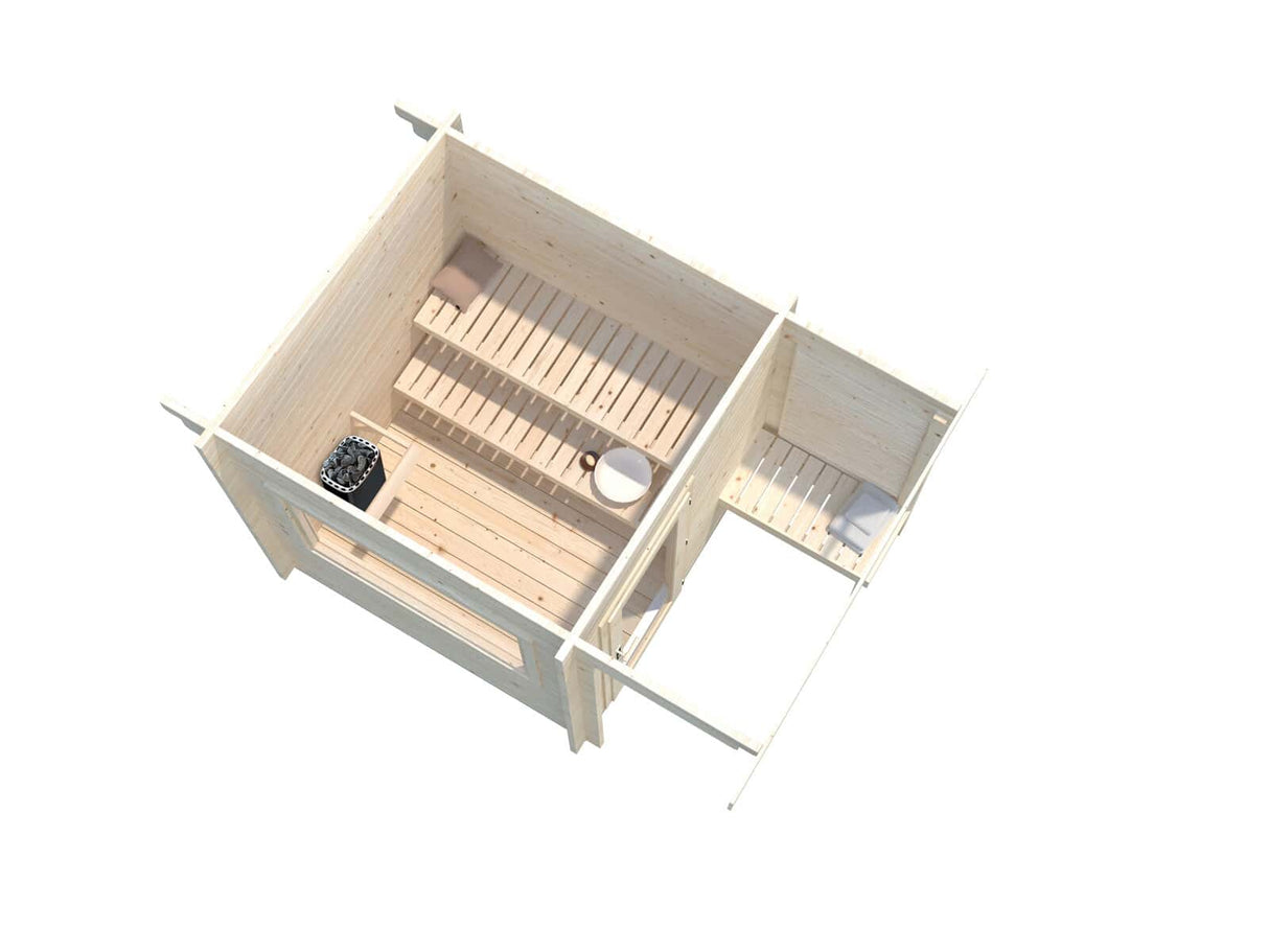 Sanna S (2,3x2,3m | 4,1m² | 44mm) Kompakti  pihasauna