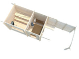 Sanna M+ (6,5x2,5m | 6,8+5,9m² | 44mm) Moderni pihasauna pukuhuoneella ja katoksella