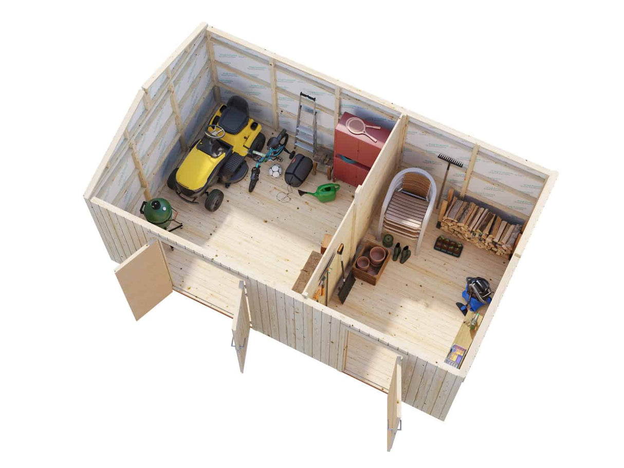Olaf L (5,6x3,3m | 16,9m²) Moderni kaksihuoneinen pihavarasto