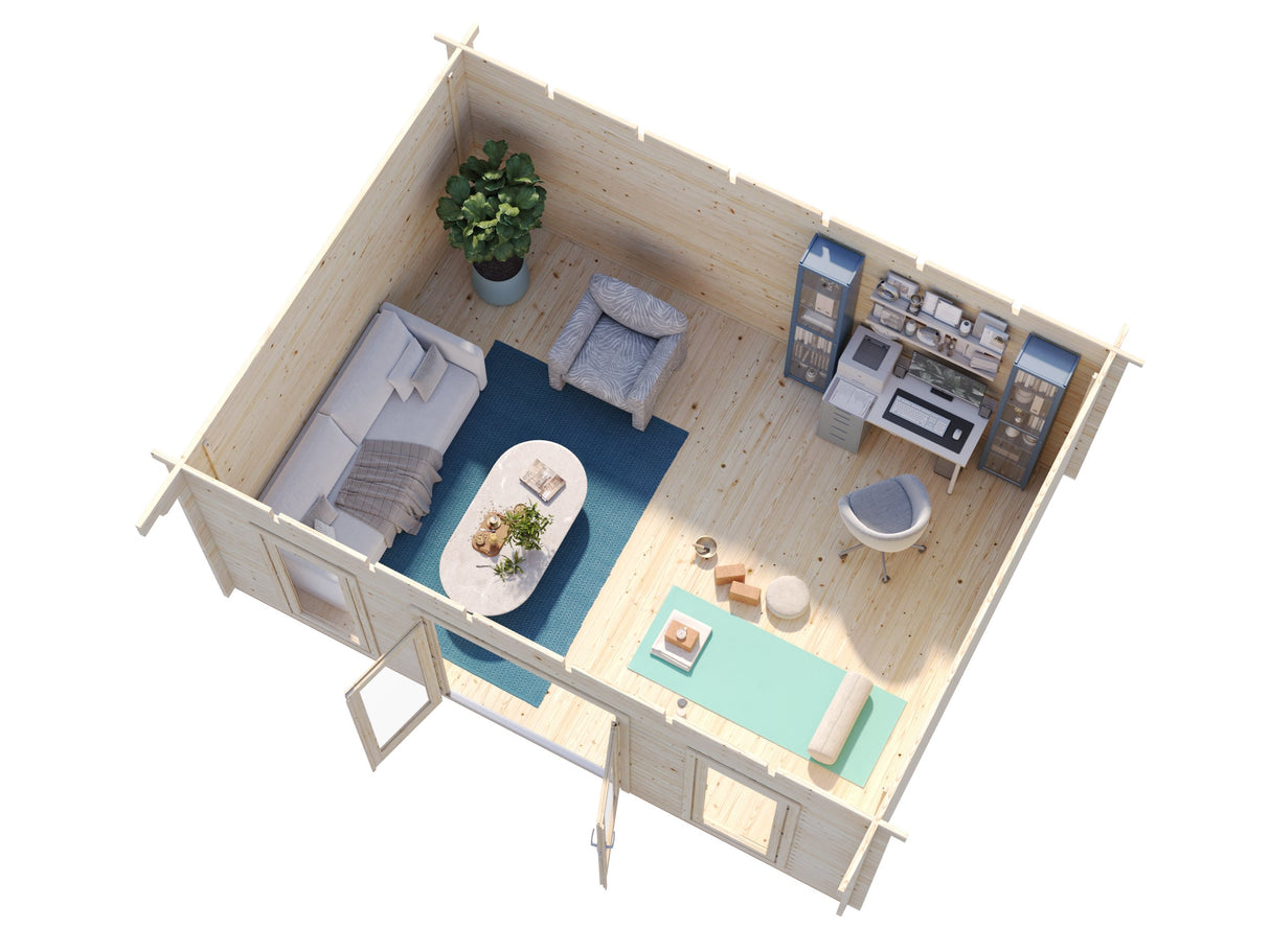 Bret M (5,5x4,1m | 19,9m² | 44mm) moderni kesämökki