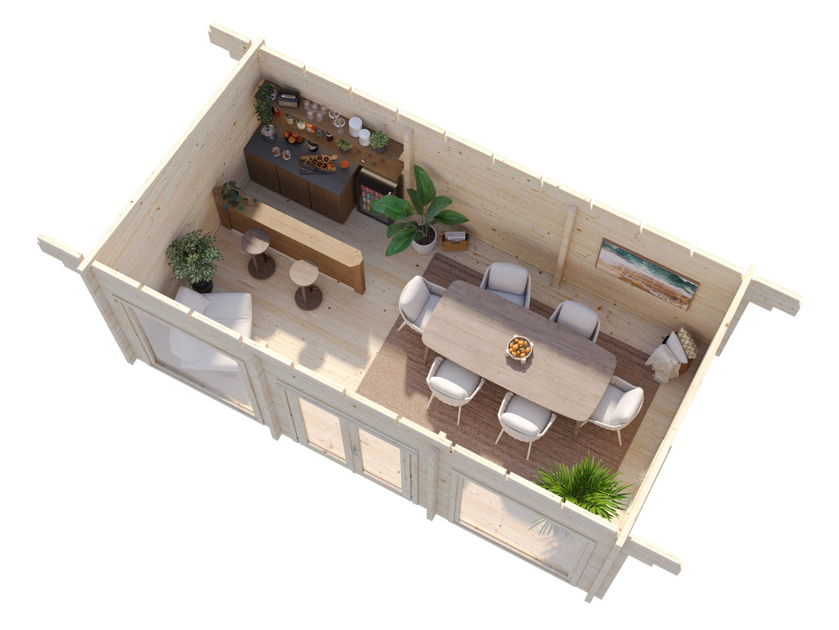 Heidi M (6,4x3,6m | 19,7m² | 70mm) Moderni kesämökki