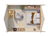 Kendra (4,2x5,2m | 18,4m² | 70mm) Hirsitalo parvella