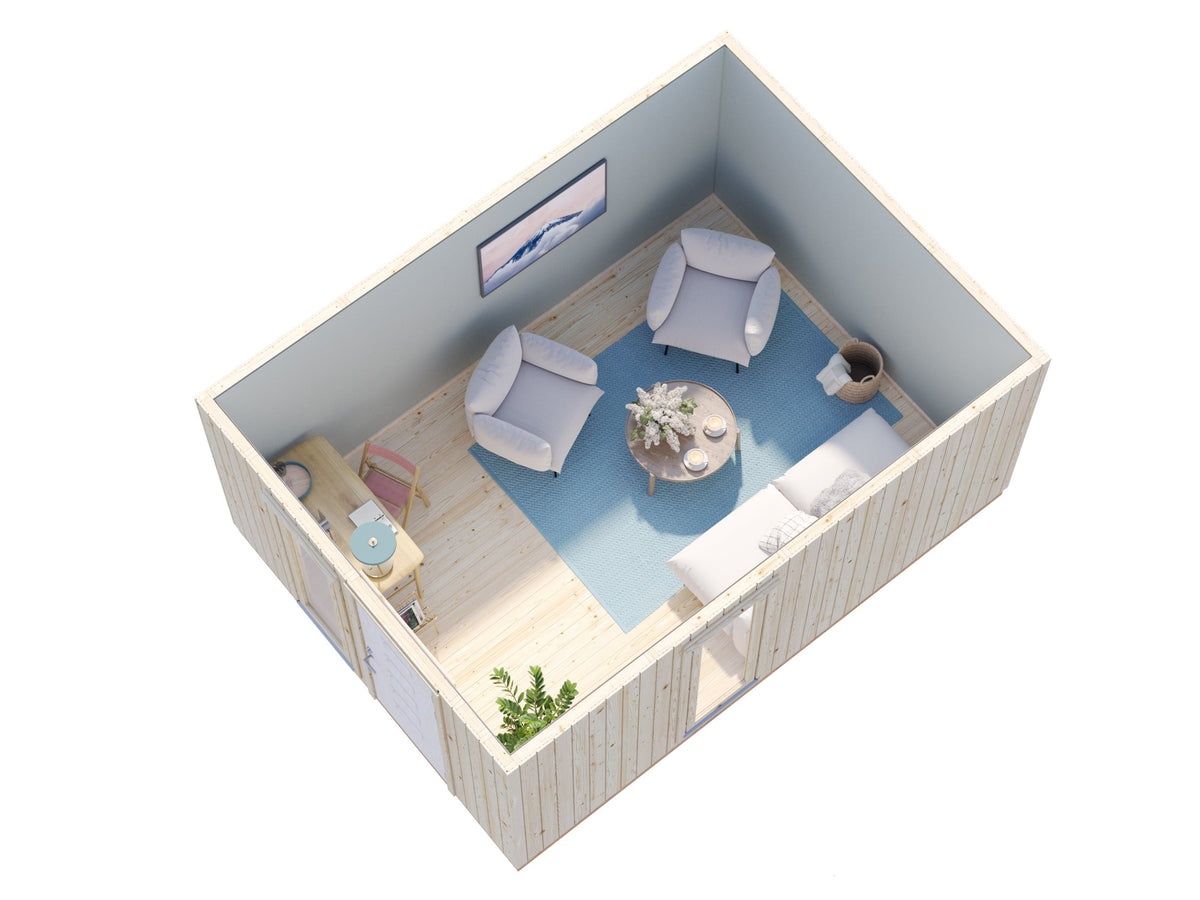 Ly (3,3x4,5m | 13,6m²) Moderni puutarhatoimisto valmiiksi kootuista se ...