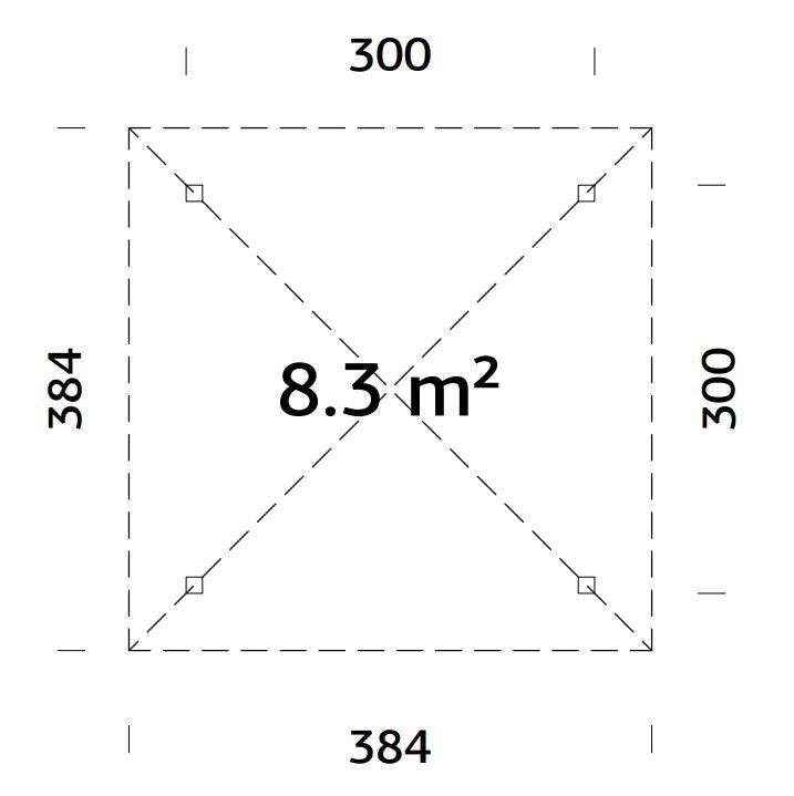 Bianca paviljonki M (3x3m | 8,3m² | 120x120mm) moderni huvimaja pyramidikatolla