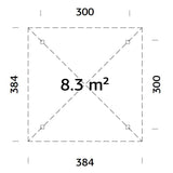 Bianca paviljonki M (3x3m | 8,3m² | 120x120mm) moderni huvimaja pyramidikatolla