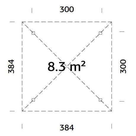 Bianca paviljonki M (3x3m | 8,3m² | 120x120mm) moderni huvimaja pyramidikatolla