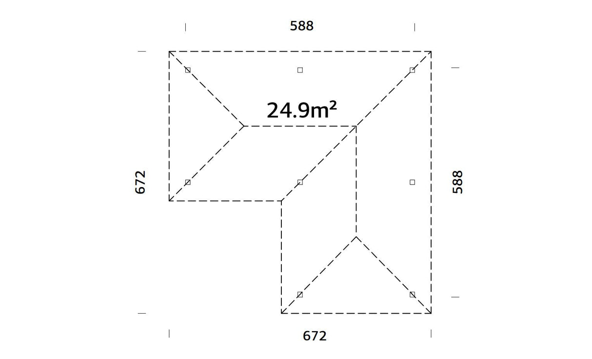 Bianca paviljonki XL (5,9x5,9m | 24,9m² | 120x120mm) moderni kulmahuvimaja pyramidikatolla