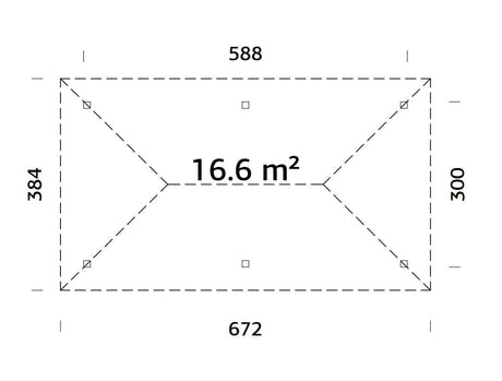 Bianca paviljonki L (5,9x3m | 16,6m² | 120x120mm) iso moderni kulmahuvimaja pyramidikatolla