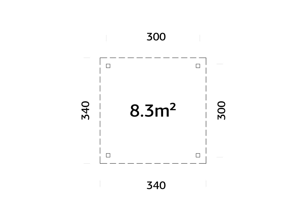 Lenna Gazebo M (3x3m | 8,3m² | 120x120mm) Tasakattoinen paviljonki