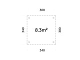 Lenna Gazebo M (3x3m | 8,3m² | 120x120mm) Tasakattoinen paviljonki