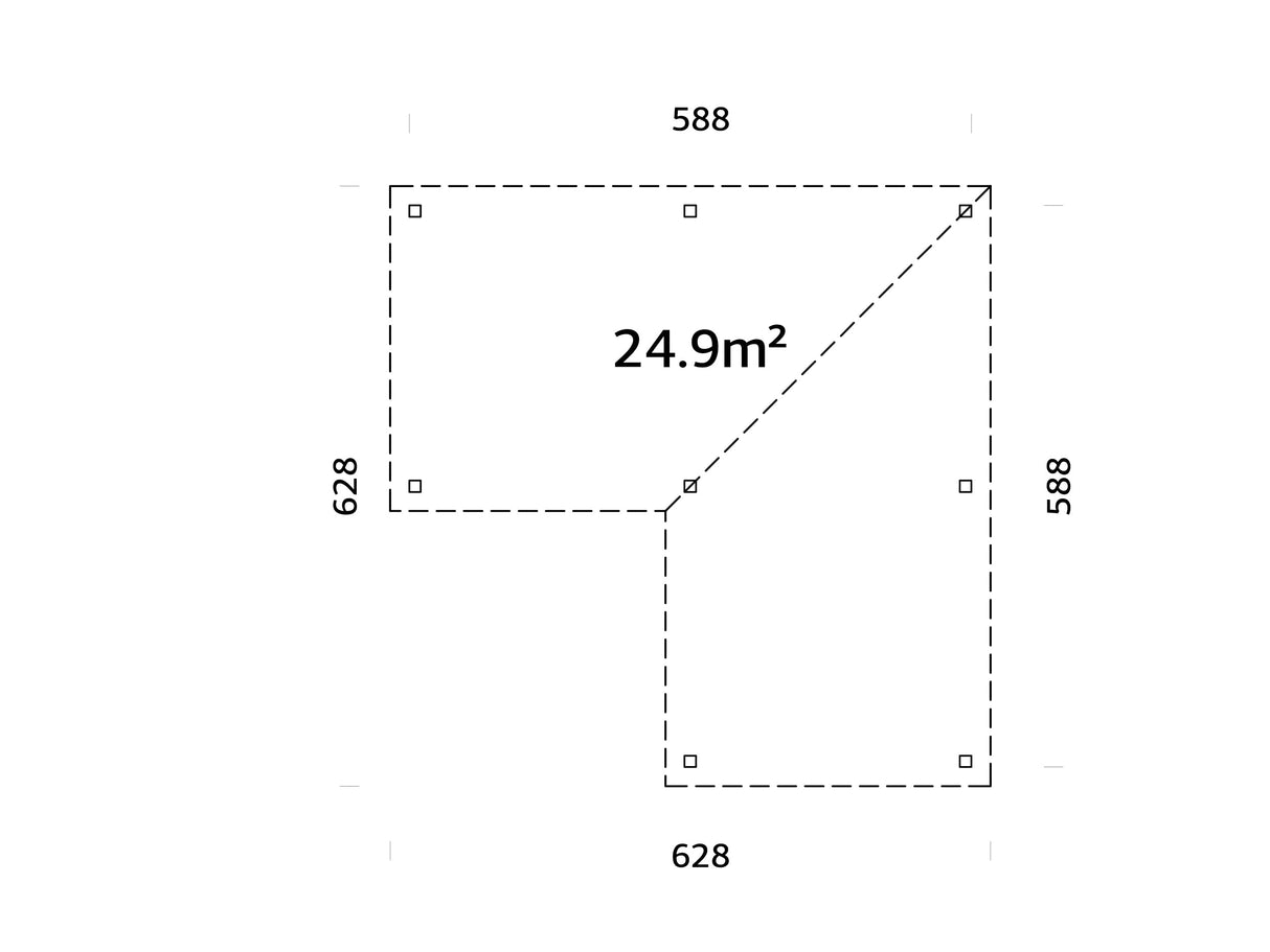 Lenna Gazebo XL (5,9x5,9m | 24,9m² | 120x120mm) Iso moderni tasakattoinen paviljonki