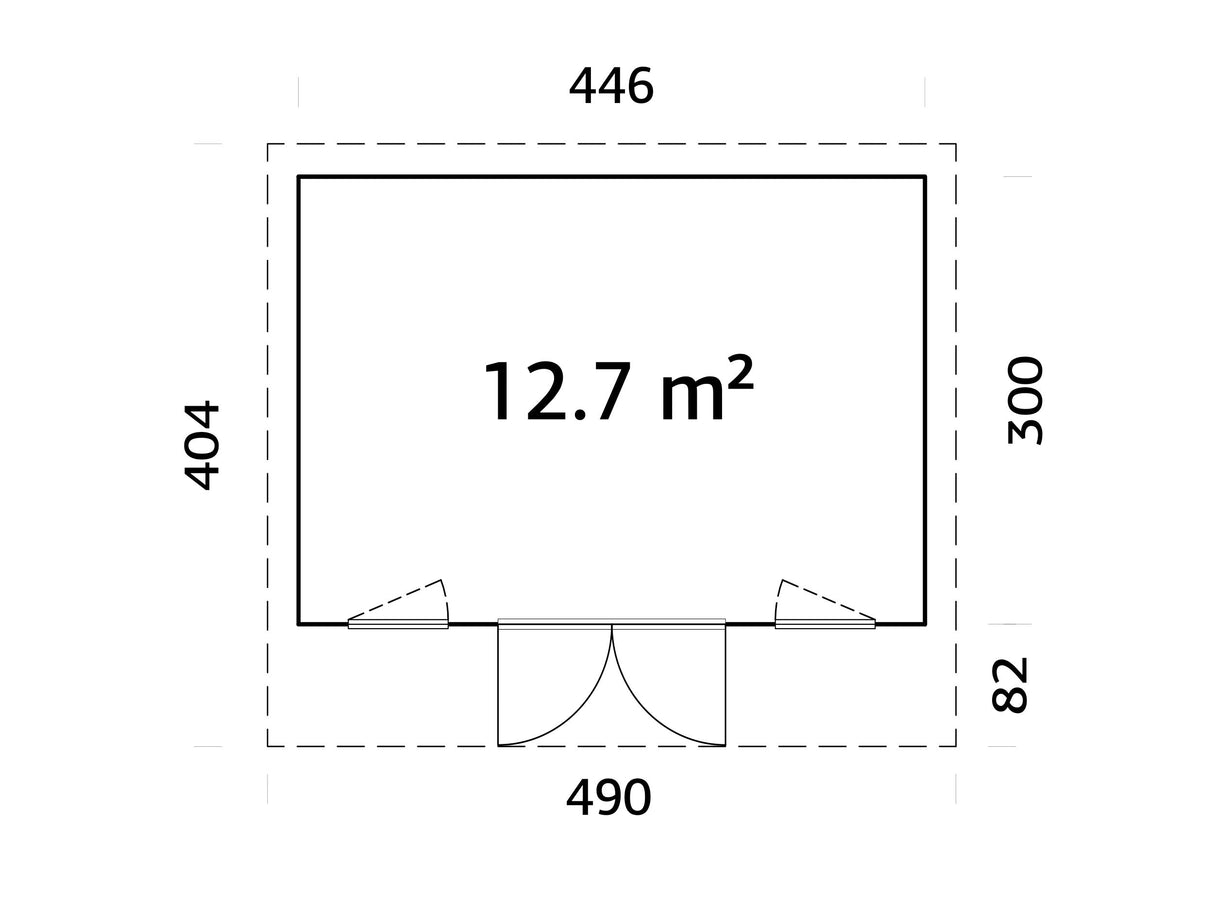 Aurelia M (4,5x3 m | 12,7 m² | 44 mm) Pihatoimisto alumiiniovilla ja -ikkunoilla