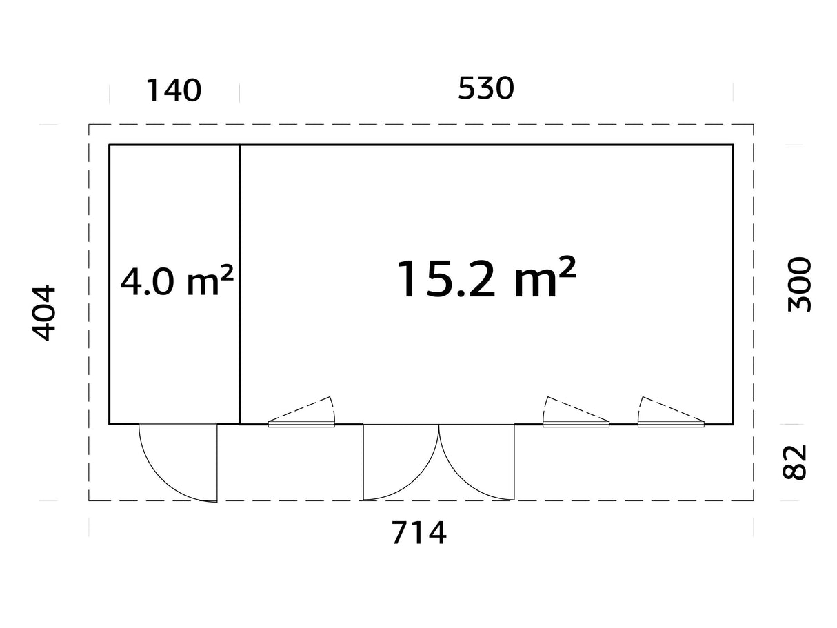 Aurelia XXL (6,7x3m | 19,2m² | 44mm) Pent Roof Garden Room with Side Shed