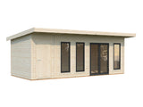 Aurelia XXL (6,7x3m | 19,2m² | 44mm) Pent Roof Garden Room with Side Shed