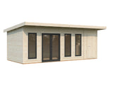 Aurelia XXL (6,7x3m | 19,2m² | 44mm) Pent Roof Garden Room with Side Shed