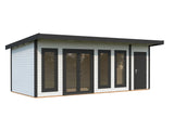 Aurelia XXL (6,7x3m | 19,2m² | 44mm) Pent Roof Garden Room with Side Shed