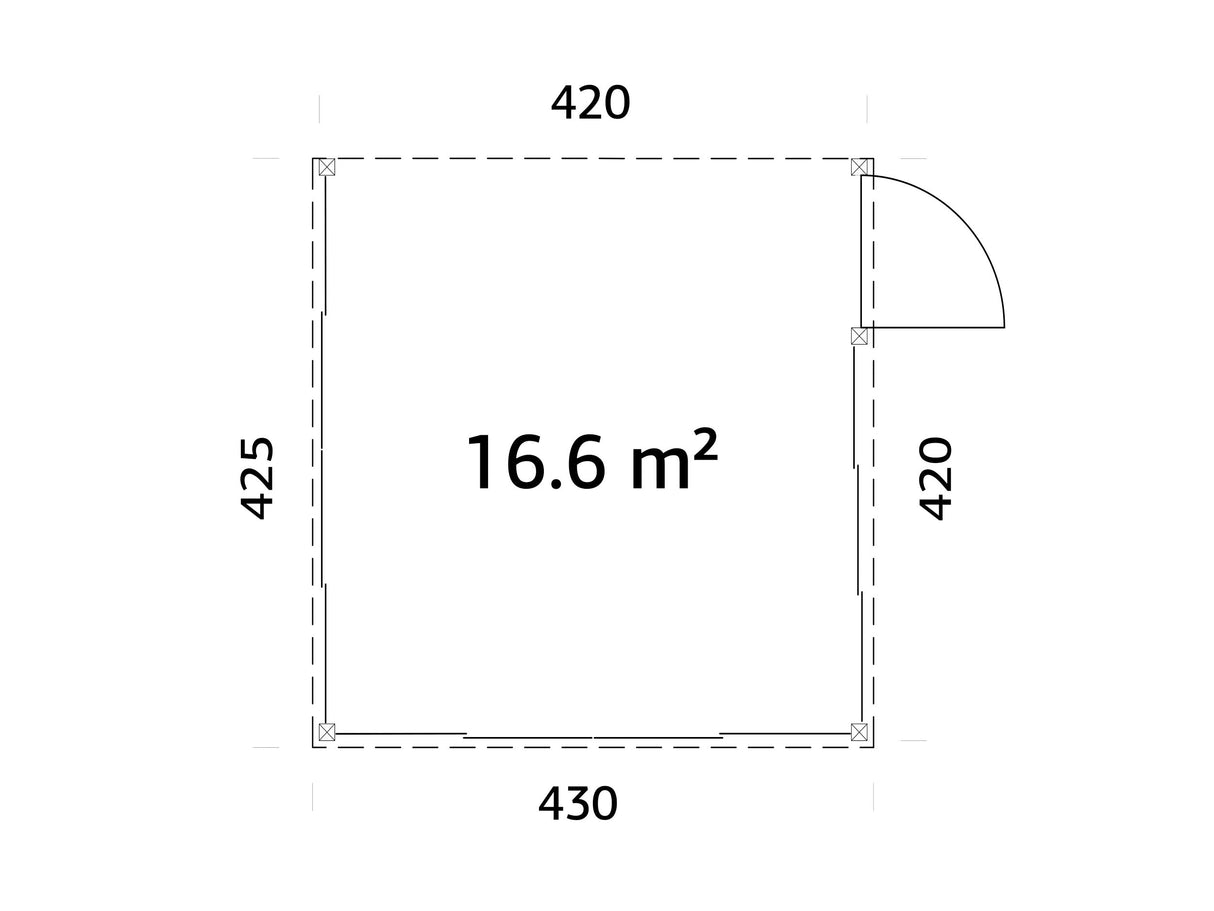 Lumi L (4,2x4,2 m | 16,6 m² | 120x120 mm) Kiinteä puu– ja lasipaviljonki pihaan