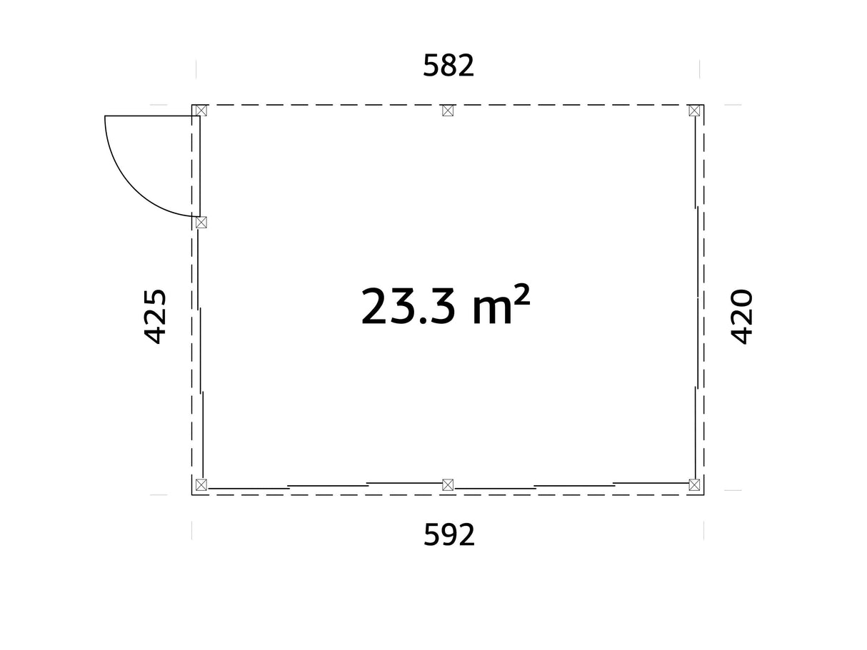 Lumi XL (5,8x4,2 m | 23,3 m² | 120x120 mm) Tilava kiinteä lasipaviljonki tai kesähuone pihaan