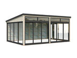 Saga XL (5,8x4,2 m | 23,3 m² | 120x120 mm) Tilava ja moderni erillinen lasipuutarha tai kesähuone pihaan