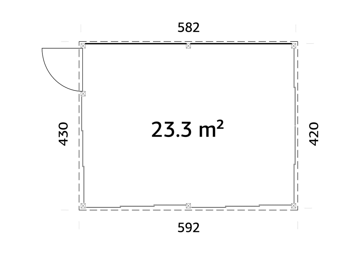 Saga XL (5,8x4,2 m | 23,3 m² | 120x120 mm) Tilava ja moderni erillinen lasipuutarha tai kesähuone pihaan