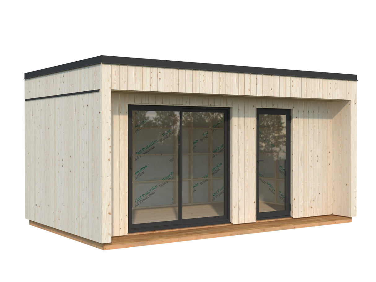 Johanna S (5,6x3,4 m | 13,6 m² | 18 mm) Kompakti moderni pohjoismainen tiny house – eristysvalmis