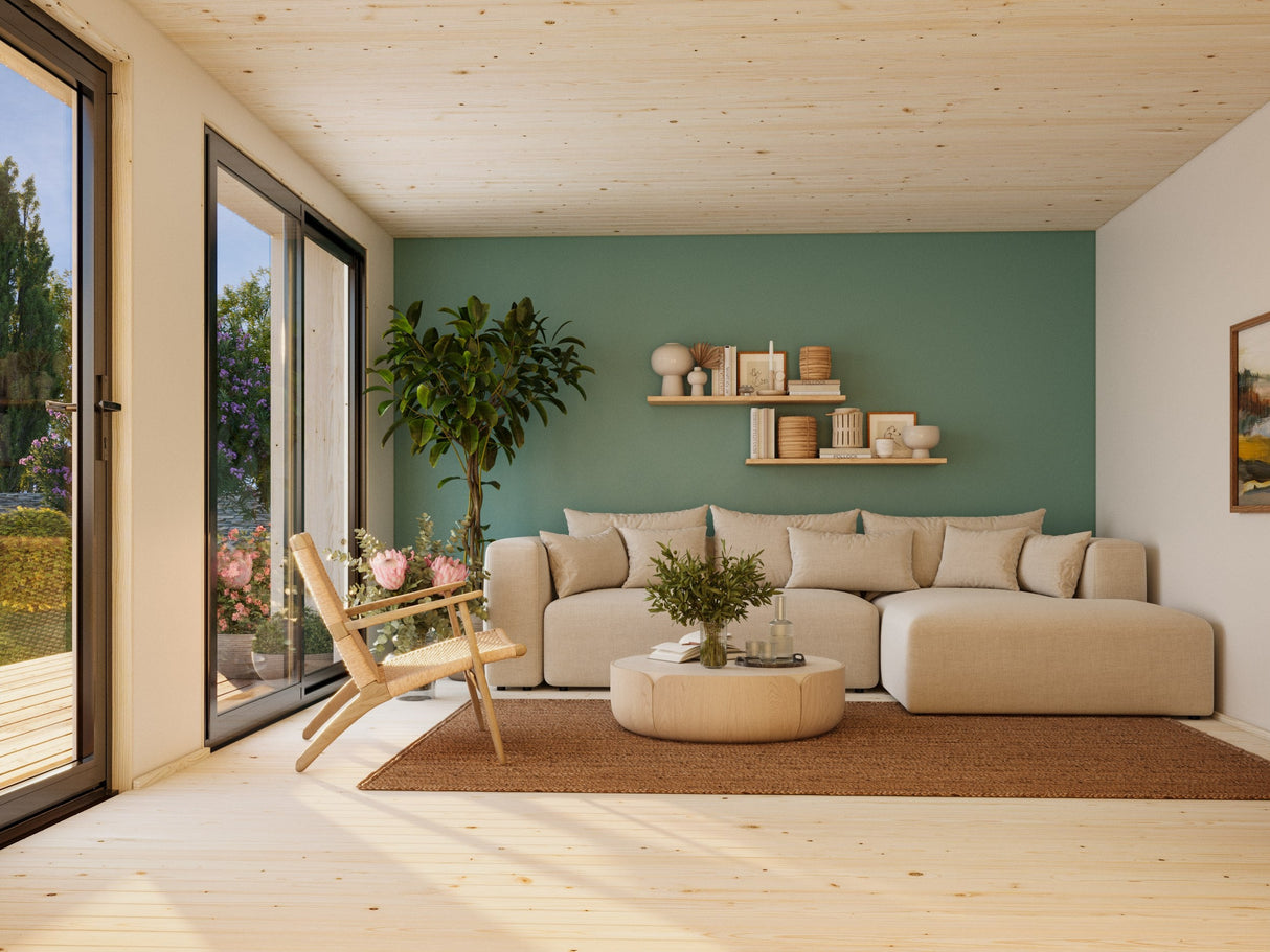 Johanna M (5,6x4,5 m | 19,4 m² | 18 mm) Pohjoismainen tiny house – eristysvalmis