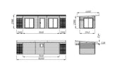 Cecilia M (7,8x3,3m | 21,8m² | 70mm) Kolmehuoneinen moderni kesämökki alumiiniovilla ja -ikkunoilla