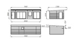 Cecilia XXL (9,1x4,4m | 32m² | 70mm) Tilava 3-huoneinen moderni kesämökki alumiiniovilla ja -ikkunoilla