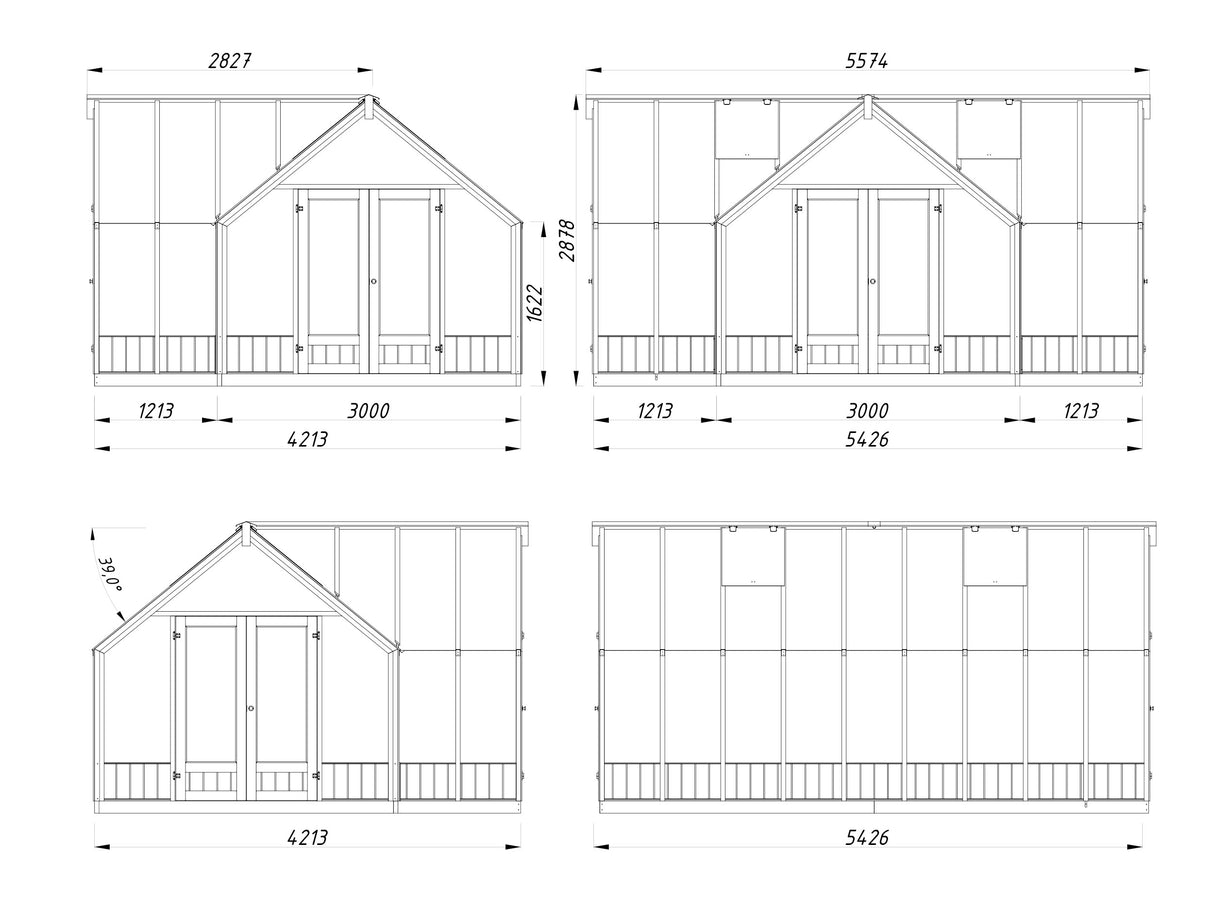 Emilia 19,1 m2 (4,2x5,4m|18mm) Kasvihuone - tehtaalla maalattu